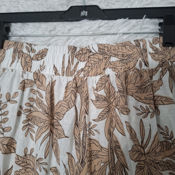 Nicole Miller Pants Womens Size Large Wide Leg Linen Blend Tropical Leaf Beachy - Picture 7 of 13